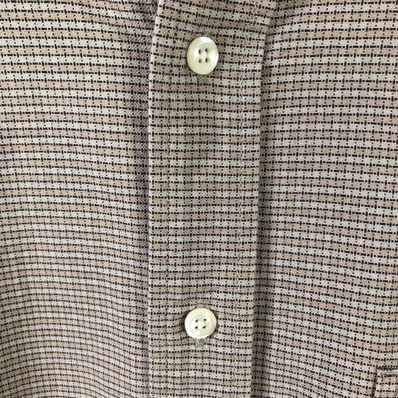 Eddie Bauer Button Down Shirt Mens L Tan Checkered Long Sleeve Pocket Outdoor - Picture 7 of 16